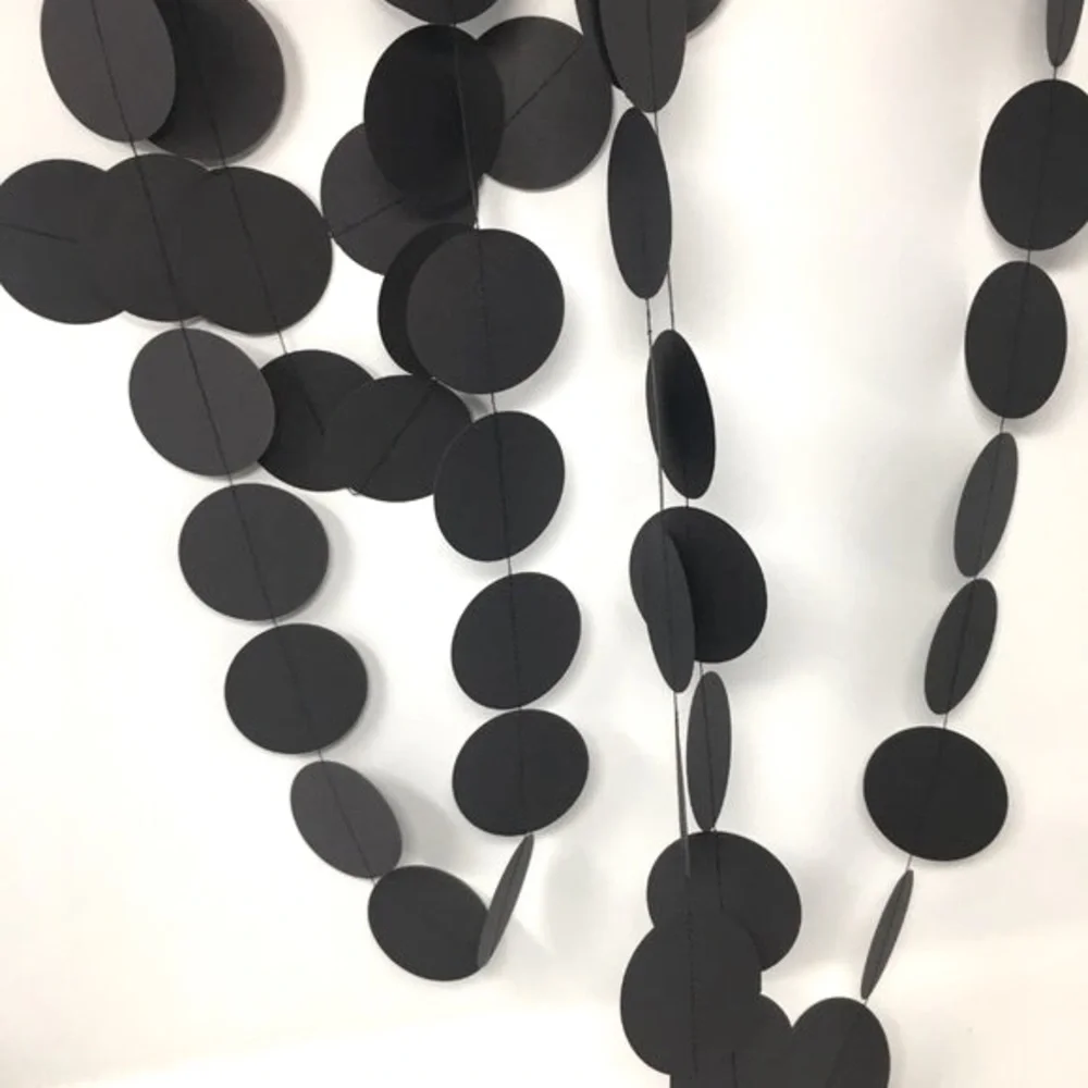 Black Dark Grey Round Paper Large Circle Party Halloween Extra Long Garland
